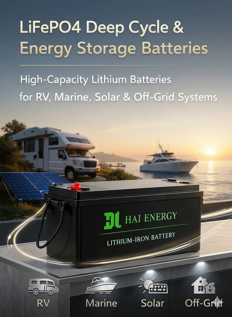 Deep Cycle LiFePO4 Batteries for RV & Marine