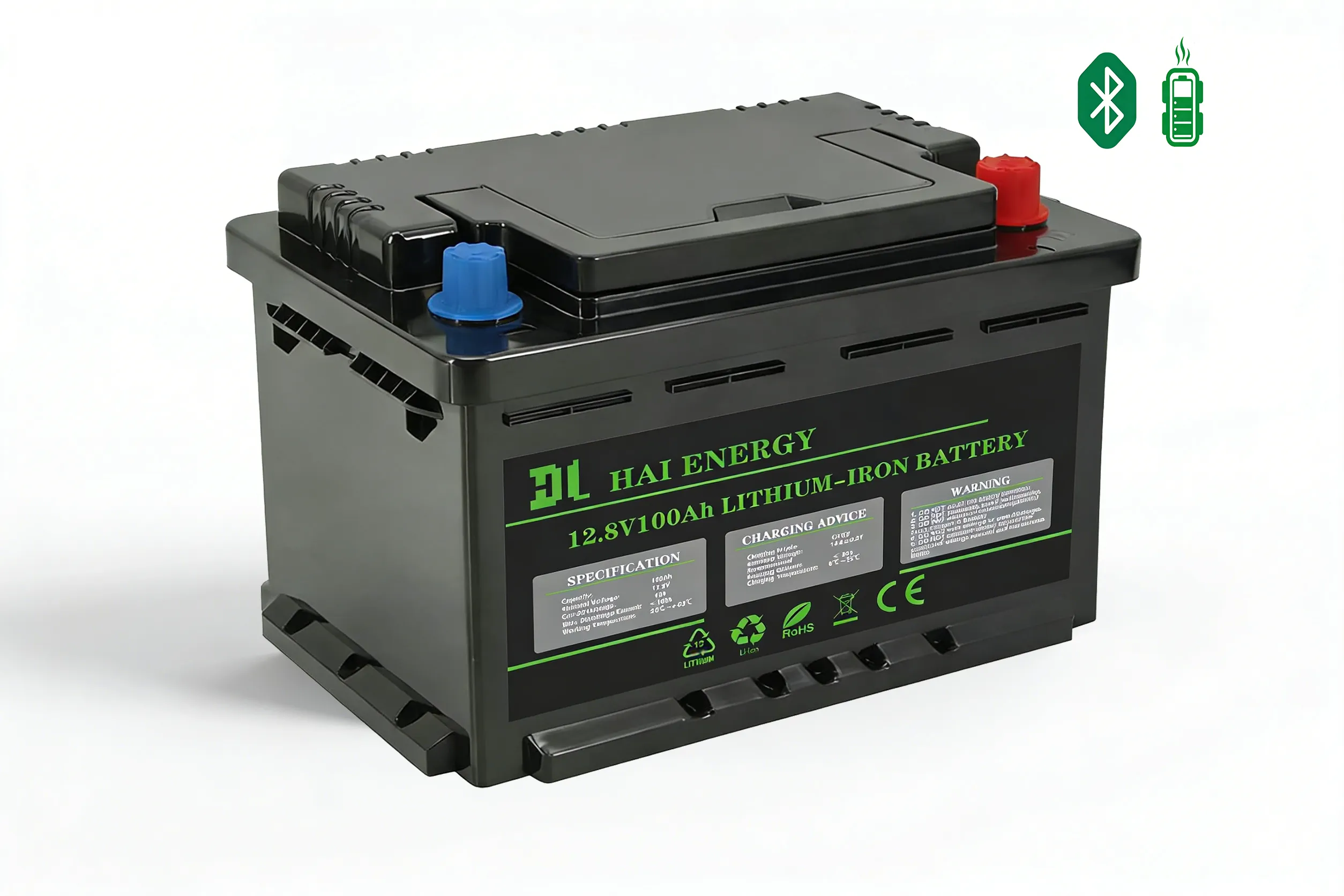 12.8V 100Ah LiFePO4 Battery DIN Size for RV, Marine & Off-Grid Energy Storage