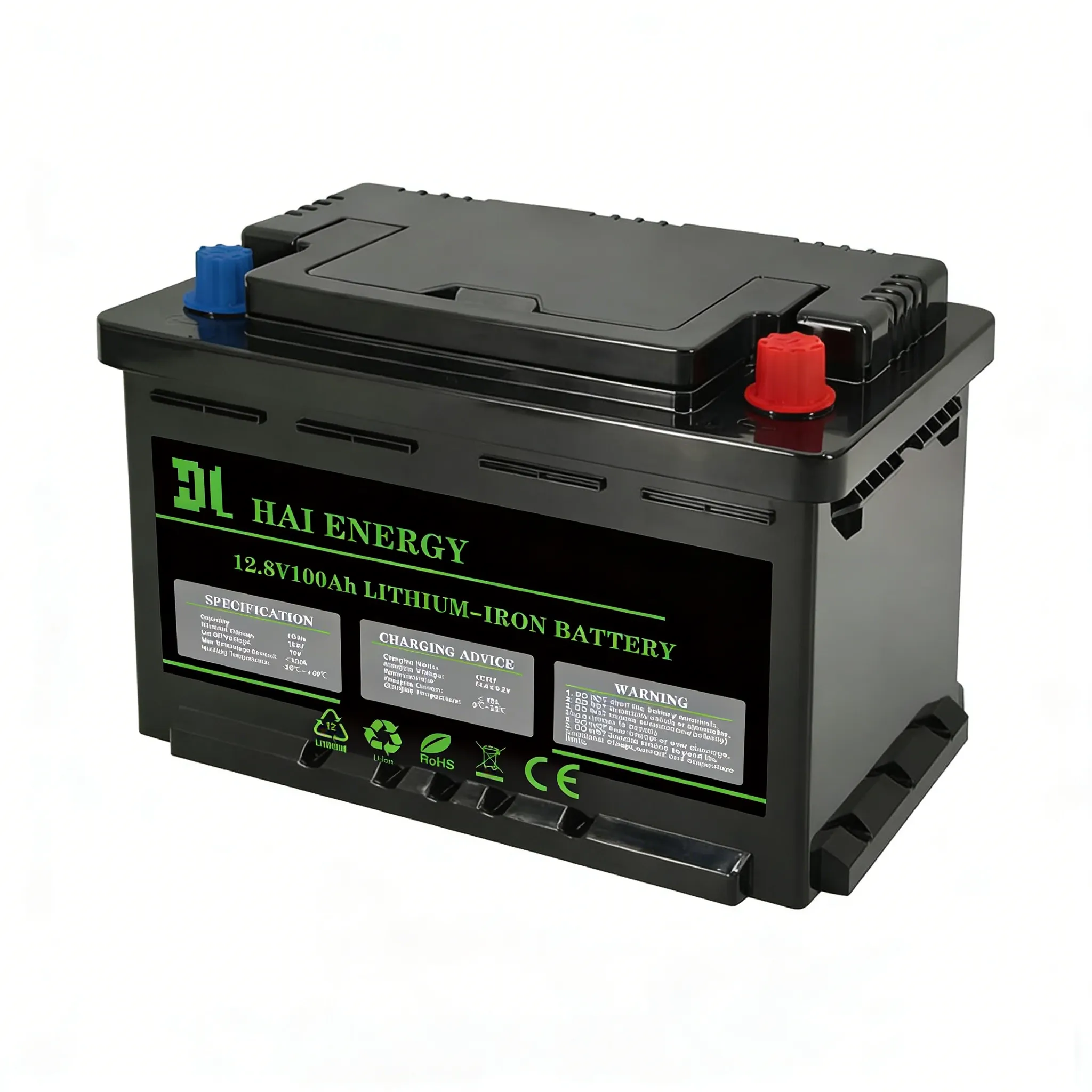 12.8V 100Ah LiFePO4 Battery DIN Size for RV, Marine & Off-Grid Energy Storage