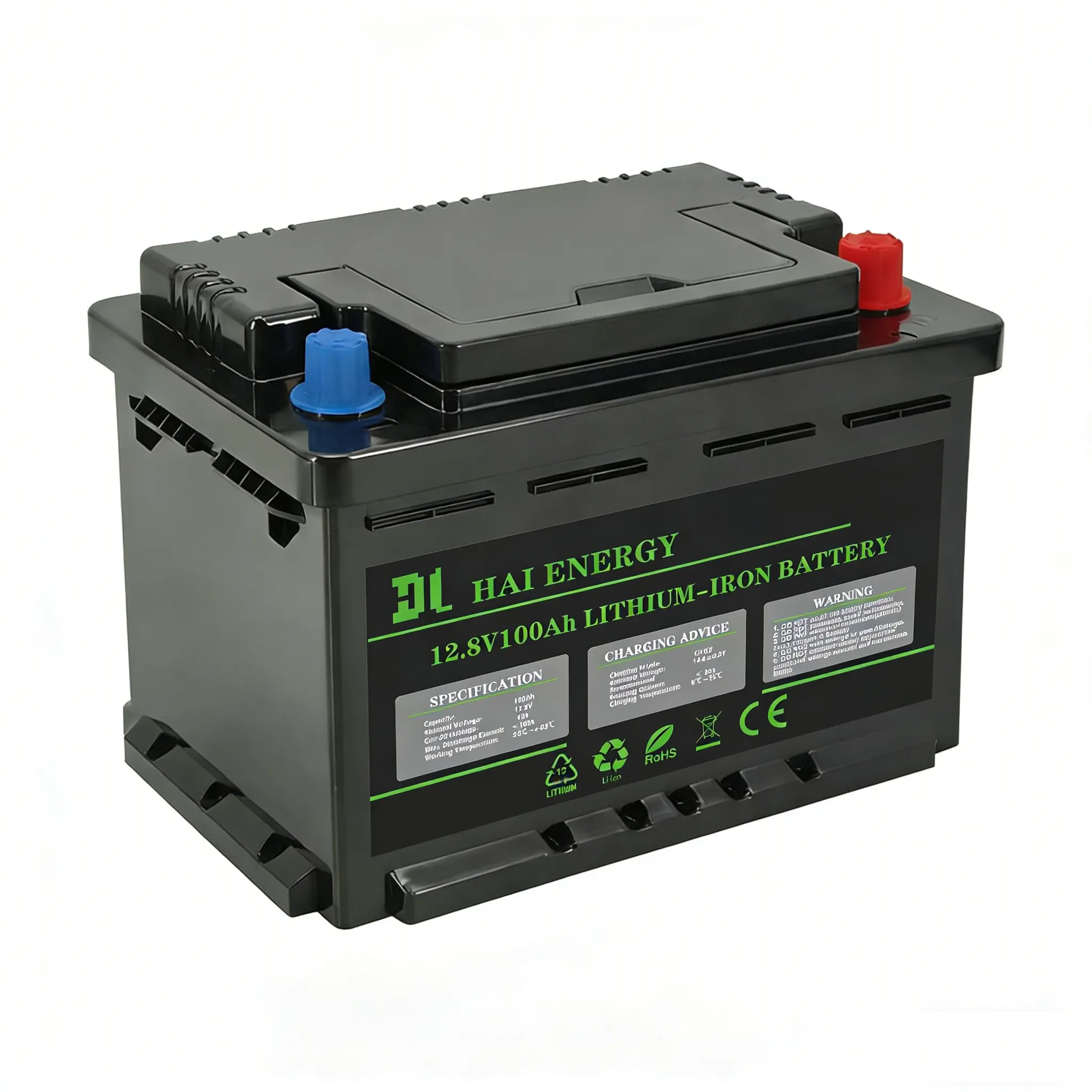 12.8V 100Ah LiFePO4 Battery DIN Size for RV, Marine & Off-Grid Energy Storage