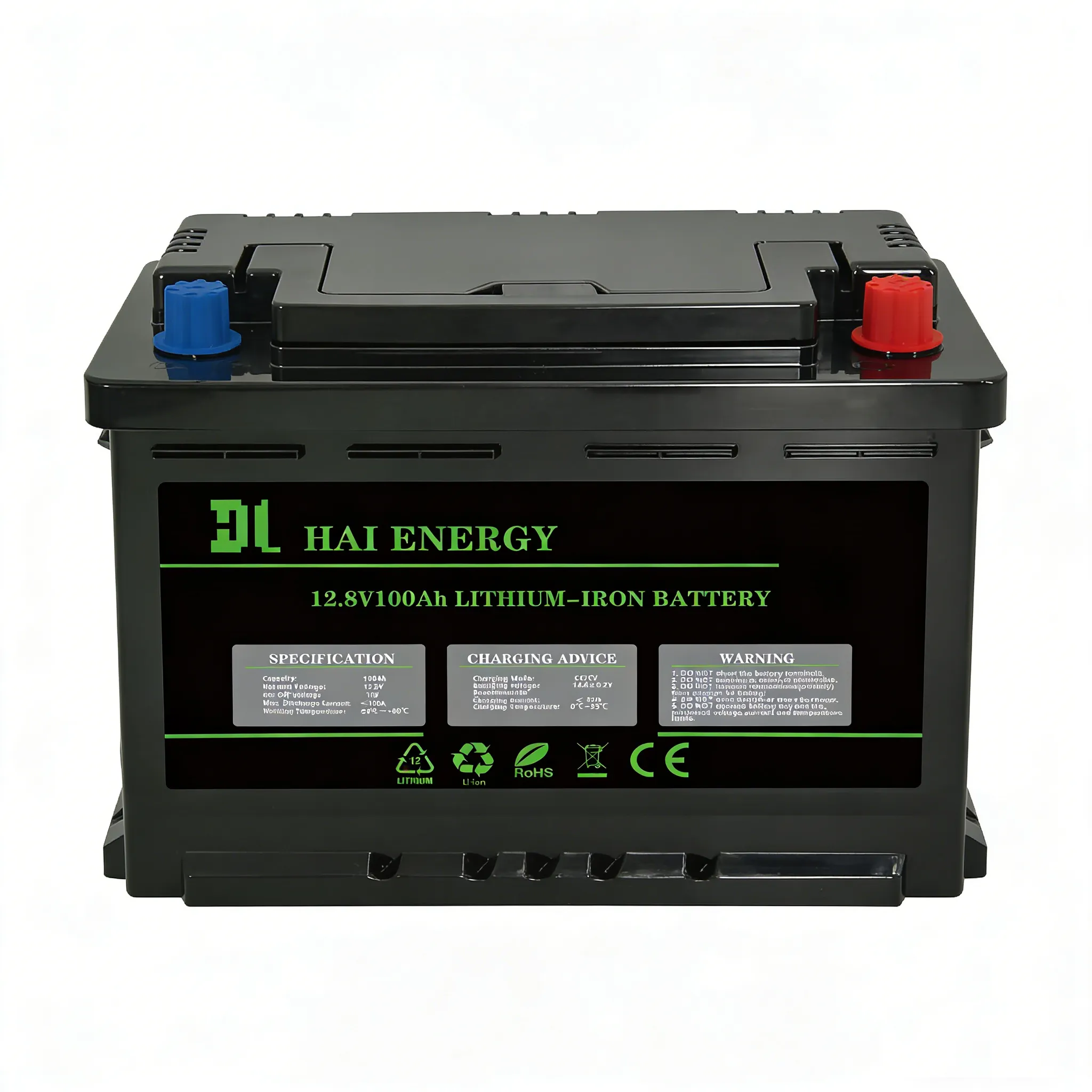 12.8V 100Ah LiFePO4 Battery DIN Size for RV, Marine & Off-Grid Energy Storage