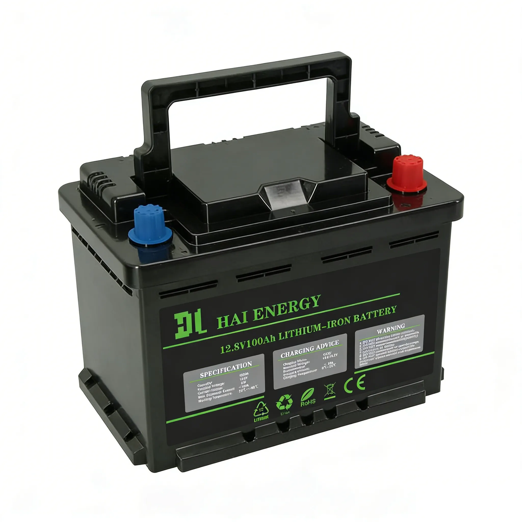 12.8V 100Ah LiFePO4 Battery DIN Size for RV, Marine & Off-Grid Energy Storage