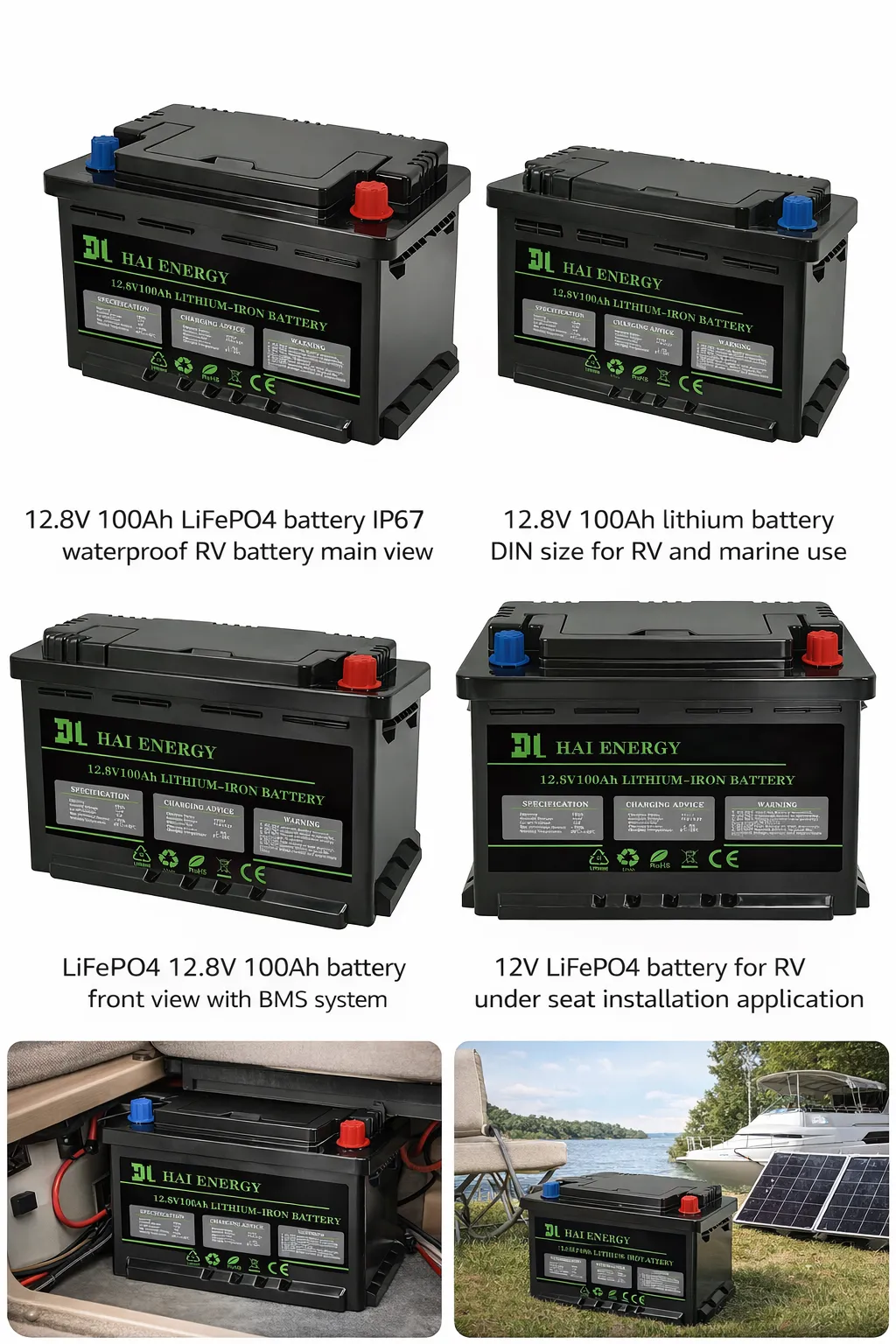 Wholesale 12.8V 100Ah IP67 Waterproof RV Battery Manufacturer Wholesale 12.8V 100Ah IP67 Waterproof RV Battery Manufacturer